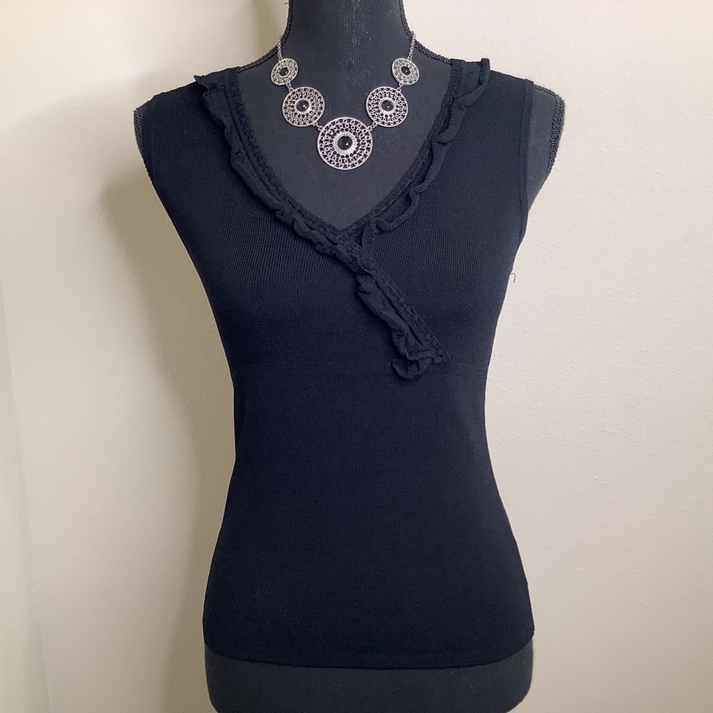 B-Finity black top with ruffles, medium petite